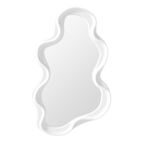 Diverse Casa - Oglinda de Perete, Flippy, Decorativa, pentru Baie, Dormitor, Sufragerie, Model Minimalist in Forma de Nor, 41x26 cm, Alb