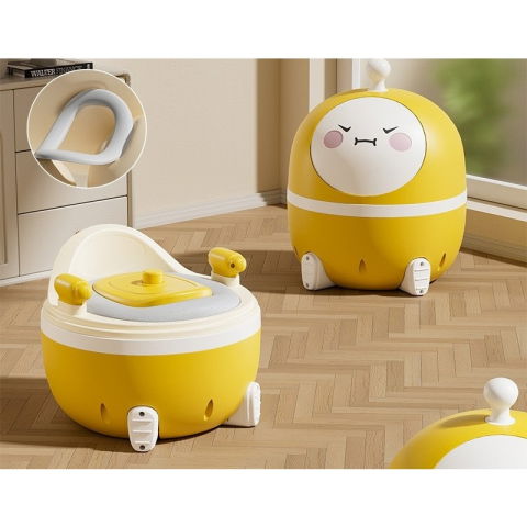 Articole copii - Olita 2in1, Flippy, Model Ou, cu Reductor WC, din Plastic, cu Muzica si Lumini, 29 x 29 x 22 cm, Galben