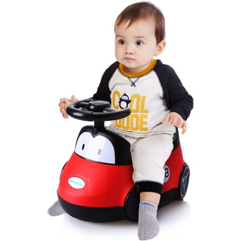 TeoMarket - Olita pentru Copii, Flippy, +1an, Portabila, Design Masinuta cu Capac, Model Prietenos, Non-Toxic, Compartiment Detasabil, Usor de Curatat, Rosu