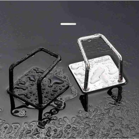 Import - Organizator bucatarie Flippy cu adeziv, carlig-suport pentru burete, accesorii bucatarie, 5x5x3,5 cm, otel inoxidabil, negru