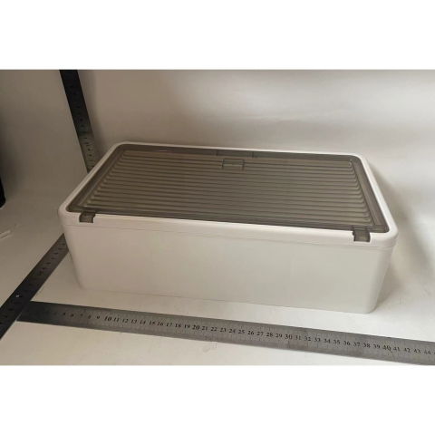 Articole pentru baie - Organizator Cosmetice, Flippy, Montare pe Perete fara Perforare, 36.5x10.9x20 cm, din PP si ABS, Alb-Negru, Usa Transparenta