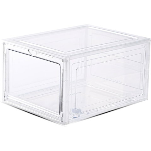 TeoMarket - Organizator de Pantofi, Flippy, din PP+ABS, Usa Frontala Magnetica, Rezistenta la Praf, Anti-Oxidare, Utilizare Multipla, 36 x 28 x 21 cm, Transparent