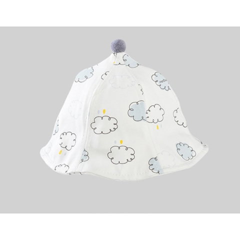 TeoMarket - Palarie de Protectie pentru Bebelusi, Flippy, Model cu Norisori Albastri, Pescareasca, de Primavara si Toamna, cu Masca si Fermoar, 45 cm, pentru 3-6 Luni, Bleu