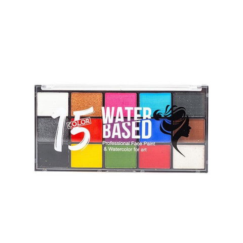 Vopsea fata si corp - Paleta 15 Culori Vopsea de Fata, Flippy, Activare cu Apa, 15 x 8.2 x 1.4 cm, Multicolor