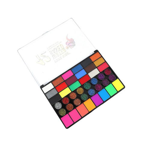 Vopsea fata si corp - Paleta 42 Culori Vopsea de Fata, Flippy, Pigment Fosforescent, Activare cu Apa, 20 x 14 x 1.6 cm, Multicolor