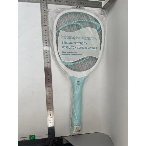 TeoMarket - Paleta Electrica pentru Tantari, Muste sau Insecte LED, Flippy, Reincarcabila, Incarcare USB, Plastic, Casa si Gradina, Anti-insecte, Alb-Albastru