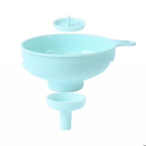 Import - Palnie din plastic 3 in 1 Flippy, doua dimensiuni de scurgere, cu filet si filtru, diametru scurgere 5.4 cm, 11.5 x 16.7 cm, albastru