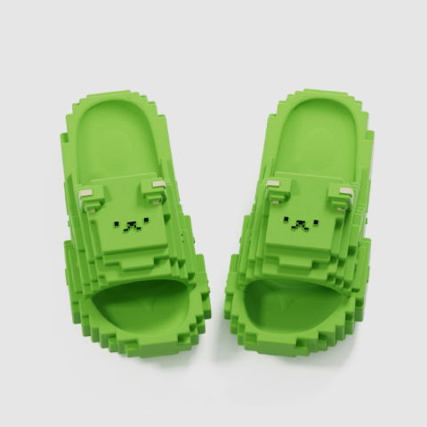 Slapi, papuci, saboti - Papuci Casual pentru Adolescenti, Flippy, Model Unisex de Forma Pixel, Rezistenti Usori si Moi din Spuma EVA Antiderapanti, Marime 36-37, Verde deschis