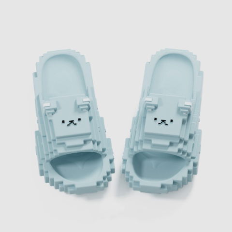 Slapi, papuci, saboti - Papuci Casual pentru Adolescenti, Flippy, Model Unisex de Forma Pixel, Rezistenti Usori si Moi din Spuma EVA Antiderapanti, Marime 40-41, Albastru deschis