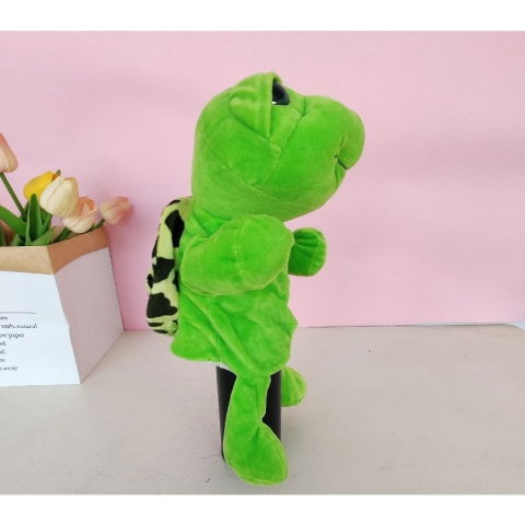 25 - 50 LEI - Papusa de Mana pentru Teatru de Papusi, Flippy, din Plus, 25 x 10 x 8 cm, Model Broasca, Verde