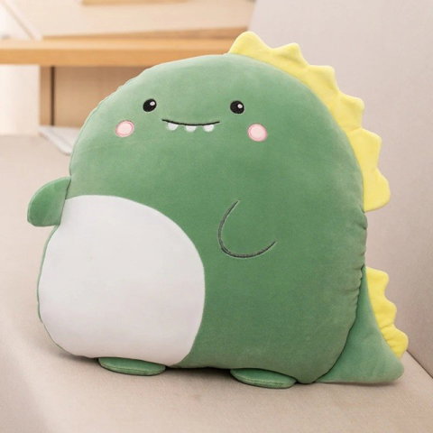 TeoMarket - Patura 2in1 pentru Pat sau Canapea, Flippy, Model Jucarie Dinozaur cu Spatiu de Depozitare Patura, Microfibra, 1x1.7 m, Verde