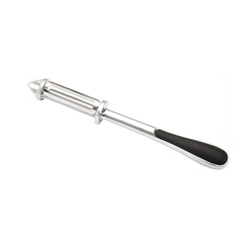 Pentru casa - Peeler 2in1 pentru Legume si Fructe, Flippy, Multifunctional, cu 2 Lame de Curatati si Feliat, Varf Ascutit pentru Gaurit, 18 cm, din Otel Inoxidabil, Argintiu/Negru