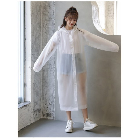 TeoMarket - Pelerina de Ploaie, Flippy, pentru Adulti 150-180 cm, din EVA, Impermeabila, Rezistenta la Vant, Inchidere cu Capse, 140 g, Alb