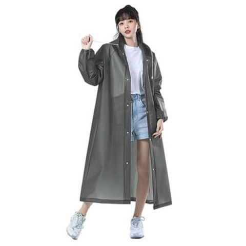 Pelerine, Umbrele si Accesorii - Pelerina de Ploaie, Flippy, pentru Adulti 150-180 cm, din EVA, Impermeabila, Rezistenta la Vant, Inchidere cu Capse, 140 g, Gri