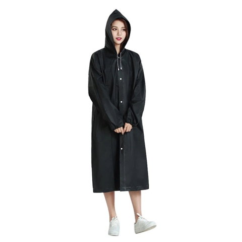 TeoMarket - Pelerina de Ploaie, Flippy, pentru Adulti 150-180 cm, din EVA, Impermeabila, Rezistenta la Vant, Inchidere cu Capse, 140 g, Negru