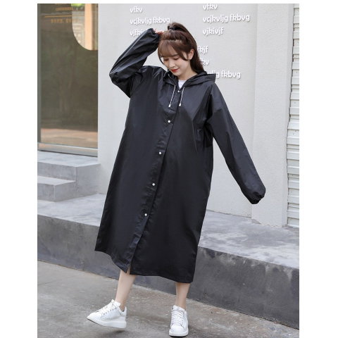 TeoMarket - Pelerina de Ploaie, Flippy, pentru Adulti 150-180 cm, din EVA, Impermeabila, Rezistenta la Vant, Inchidere cu Capse, 140 g, Negru