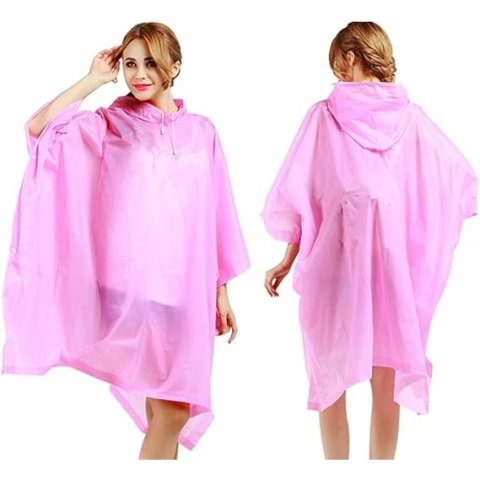 TeoMarket - Pelerina de Ploaie, Flippy, pentru Adulti, EVA, Tip Poncho, Impermeabila, Rezistenta la Vant, Capse Laterale, 160 g, Roz