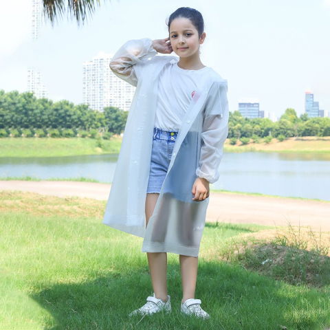 Pelerine, Umbrele si Accesorii - Pelerina de Ploaie, Flippy, pentru Copii 100-145 cm, din EVA, Impermeabila, Inchidere cu Capse, Alb