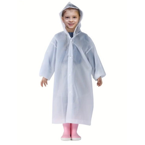 TeoMarket - Pelerina de Ploaie, Flippy, pentru Copii 100-145 cm, din EVA, Impermeabila, Inchidere cu Capse, Alb