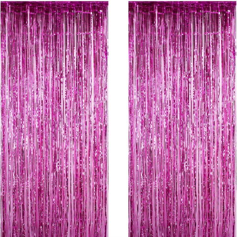 Fete Masa si Perdele Franjurate - Perdea Franjurata, Flippy, Model Decor Petrecere, pentru Fundal de Poze, Amenajare Colorata a Petrecerii, Dimensiune 100x200 cm, Roz Inchis