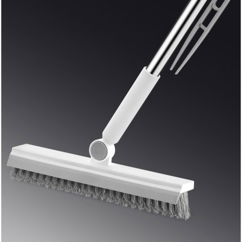 Import - Perie de Curatare pentru Podele si Rosturi, Flippy, Lungime Maner 105 cm, Capat Pivotant 180 Grade, Peri din PP, Otel si Plastic, Cleste pentru Scame
