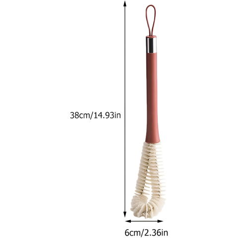 Accesorii Bucătărie - Perie de Curatat Pahare, Sticle, Biberoane, Flippy, cu Maner Lung, Uz Casnic, Silicon, Ergonomic, 3.9x5.4x38.5cm, Rosu