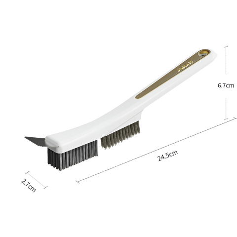 Produse ingrijire incaltaminte - Perie de Sarma pentru Bucatarie, Flippy, din Doua Bucati, Maner Lung cu Gaura de Prindere, Peri din Otel, Anti-Reziduu, Anti-Murdarie, 24.5x2.7x6.7cm, Alb