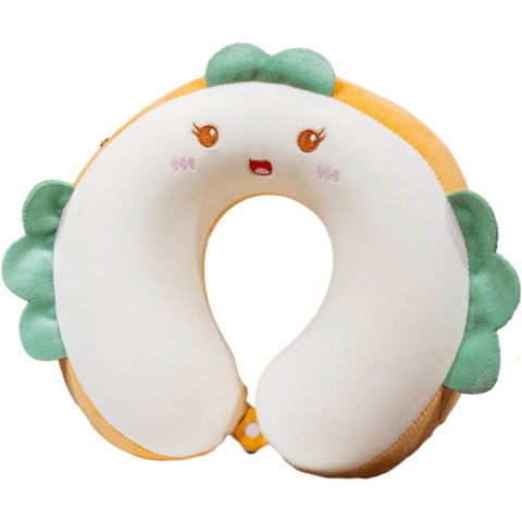 TeoMarket - Perna de Calatorie in Forma de U, Flippy, Pentru Gat si Cap, Umplutura din Spuma cu Memorie, 30x30 cm, Model Burger, Accesoriu de Voiaj, Birou, Masina, Sistem Prindere Capse, Alb