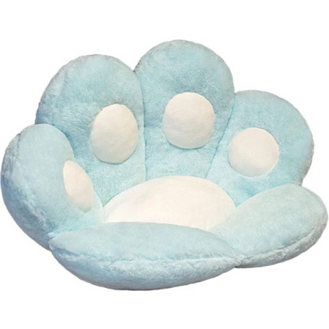 TeoMarket - Perna Decorativa, Flippy, Model Laba de Pisica, din Plus, pentru Scaun/Canapea/Podea, 80 x 70 cm, Albastru Deschis