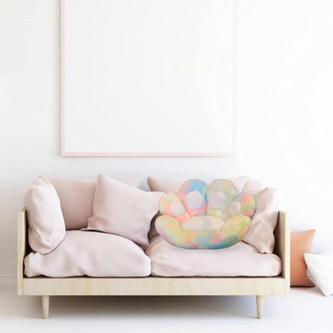 TeoMarket - Perna Decorativa, Flippy, Model Laba de Pisica, din Plus, pentru Scaun/Canapea/Podea, 80 x 70 cm, Multicolor