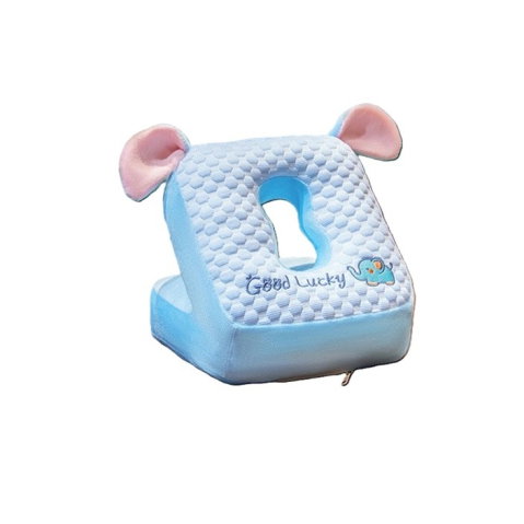 TeoMarket - Perna din Spuma, Flippy, pentru Birou, Calatorii, Pauze, Model Elefant, Microfibra, 30x35x30 cm, Albastru