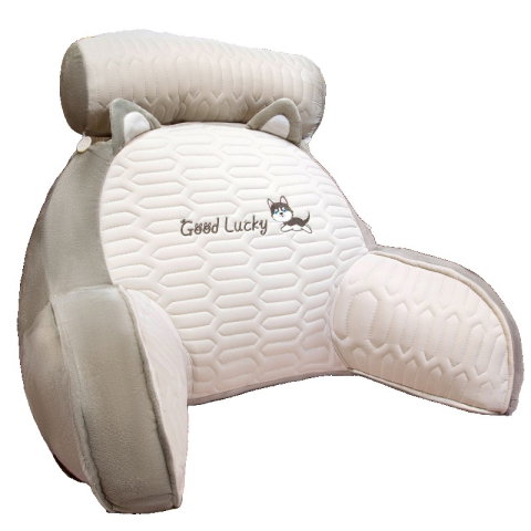 Import - Perna Multifunctionala, Flippy, Spatar pentru Pat, Protectie Lombara, Marime Medie, 60 x 40 cm, din Latex, Model Catelus, Gri