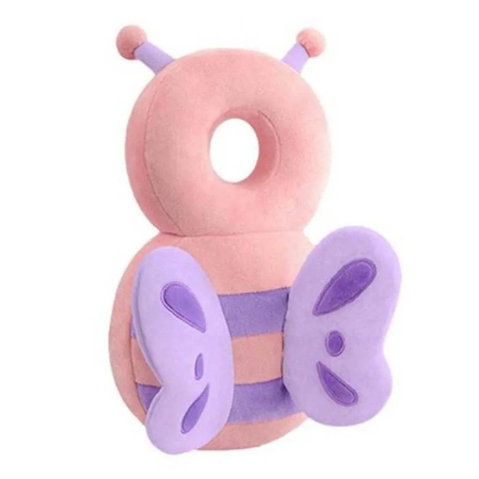 Best deals - Perna tip Rucsac pentru Protectia Capului, Flippy, Tetiera tip Fluturas de Plus, pentru Bebelusi, 33x6x19 cm, Roz