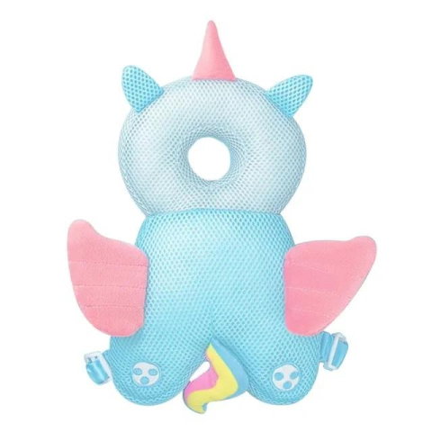 Best deals - Perna tip Rucsac pentru Protectia Capului, Flippy, Tetiera tip Unicorn, pentru Bebelusi, Design tip Plasa, 33x6x19 cm, 180 g, Albastru