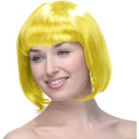 Best deals - Peruca Cosplay, Flippy, Tunsoare Bob cu Breton, pentru Carnaval, Halloween, Petreceri Tematice, din PET, Marime Universala, Galben