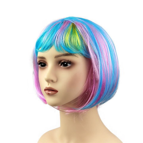 Best deals - Peruca Cosplay, Flippy, Tunsoare Bob cu Breton, pentru Carnaval, Halloween, Petreceri Tematice, din PET, Marime Universala, Multicolor