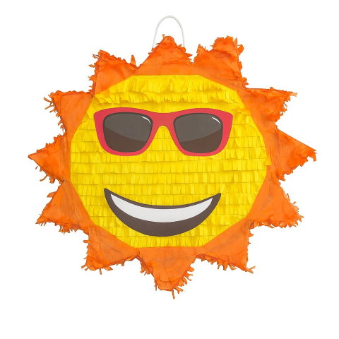 Best deals - Pinata Soare cu Ochelari Sun pentru Petrecere, Flippy, din Hartie Creponata si Carton, Pinata pentru Petreceri, 40 x 40 x 7 cm, Galben Rosu