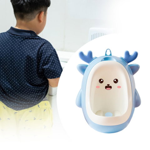 TeoMarket - Pisoar pentru Baieti, Flippy, 0-8 Ani, in Forma de Cerb, Perie Inclusa, Montare pe Perete, Carlig Autoadeziv Inclus, 29.8 x 23.8 cm, Albastru