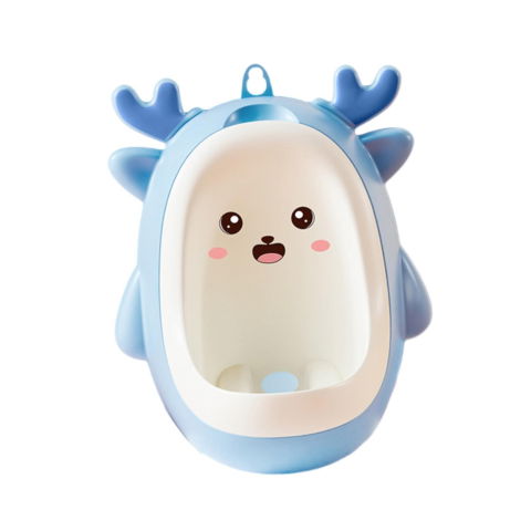 Pentru casa - Pisoar pentru Baieti, Flippy, 0-8 Ani, in Forma de Cerb, Perie Inclusa, Montare pe Perete, Carlig Autoadeziv Inclus, 29.8 x 23.8 cm, Albastru