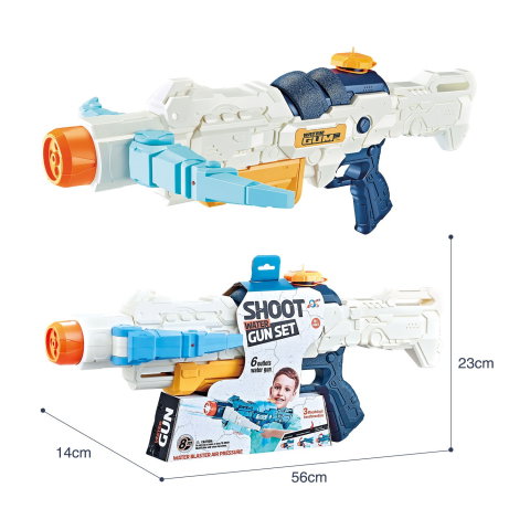 TeoMarket - Pistol cu Apa, Flippy, +6 Ani, Rezervor 700 ml, 4 Moduri de Stropire, din Plastic, 56 x 37 x 23 cm, Alb