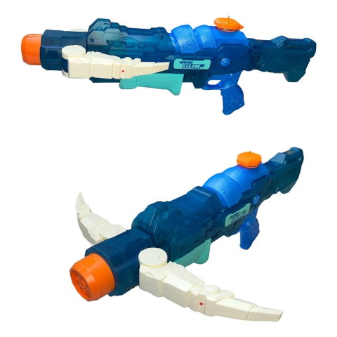 TeoMarket - Pistol cu Apa, Flippy, +6 Ani, Rezervor 700 ml, 4 Moduri de Stropire, din Plastic, 56 x 37 x 23 cm, Albastru