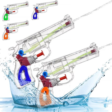 TeoMarket - Pistol cu Apa, Flippy, pentru Copii, din Plastic, 16 x 5 x 2 cm, Transparent/Albastru