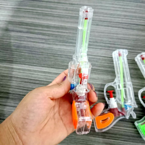 TeoMarket - Pistol cu Apa, Flippy, pentru Copii, din Plastic, 16 x 5 x 2 cm, Transparent/Portocaliu