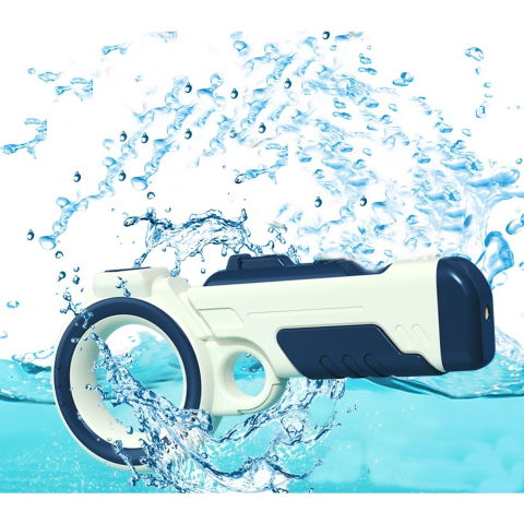 Pistoale cu apa - Pistol cu apa pentru copii Flippy, rezervor tip ghiozdan, 1500 ml, reglabil, material ABS/silicon, distanta improscare 8 metri, tragaci cu presiune, 12.5 x 28 cm, albastru