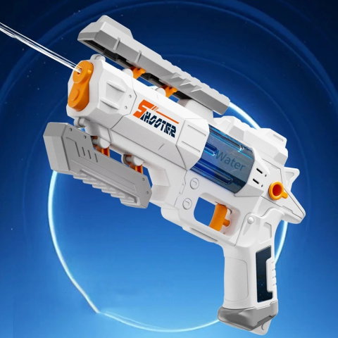 TeoMarket - Pistol Manual cu Apa, Flippy, Jucarie Pistol cu Apa Sigur Pentru Copii, Design Nou S-Shooter Atractiv, 23 x 14.5 cm, Alb
