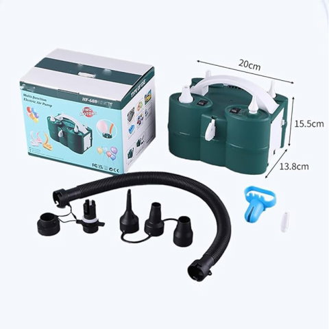 Import - Pompa Electrica de Umflat Baloane, Flippy, cu Doua Iesiri, Accesorii Incluse, 220V, Putere 600W, Accesorii petrecere, Verde