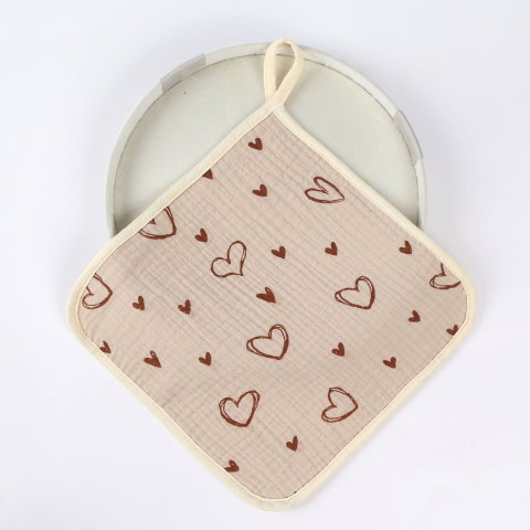 TeoMarket - Prosop Absorbant, Flippy, din Bumbac, 25 x 25 cm, Model Inimioare, cu Agatatoare, Bej