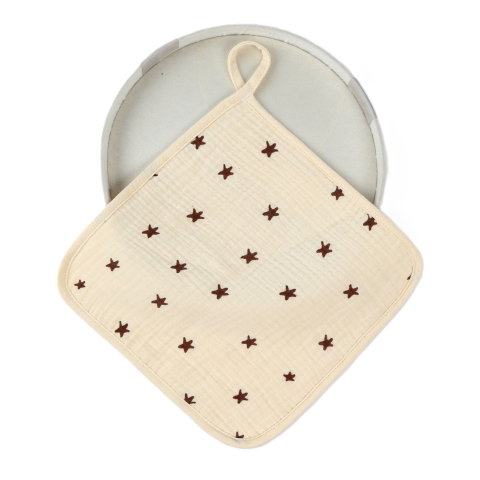 TeoMarket - Prosop Absorbant, Flippy, din Bumbac, 25 x 25 cm, Model Stelute, cu Agatatoare, Bej