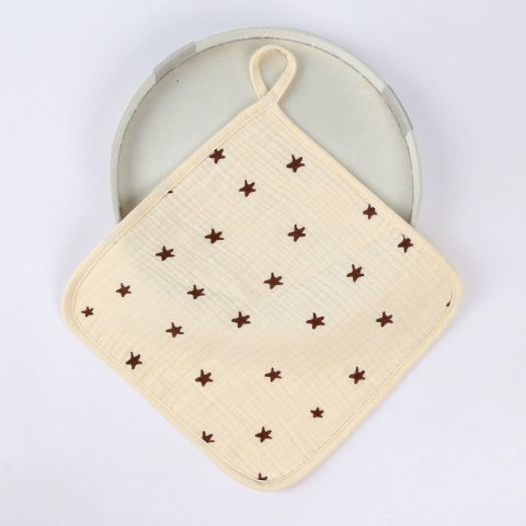 TeoMarket - Prosop Absorbant, Flippy, din Bumbac, 25 x 25 cm, Model Stelute, cu Agatatoare, Bej