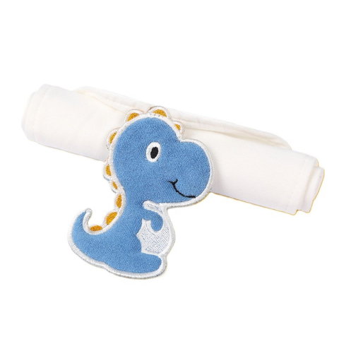 TeoMarket - Prosop Absorbant, Flippy, din Bumbac, pentru Bebelusi, 19x28 cm, Model Dinozaur, Alb